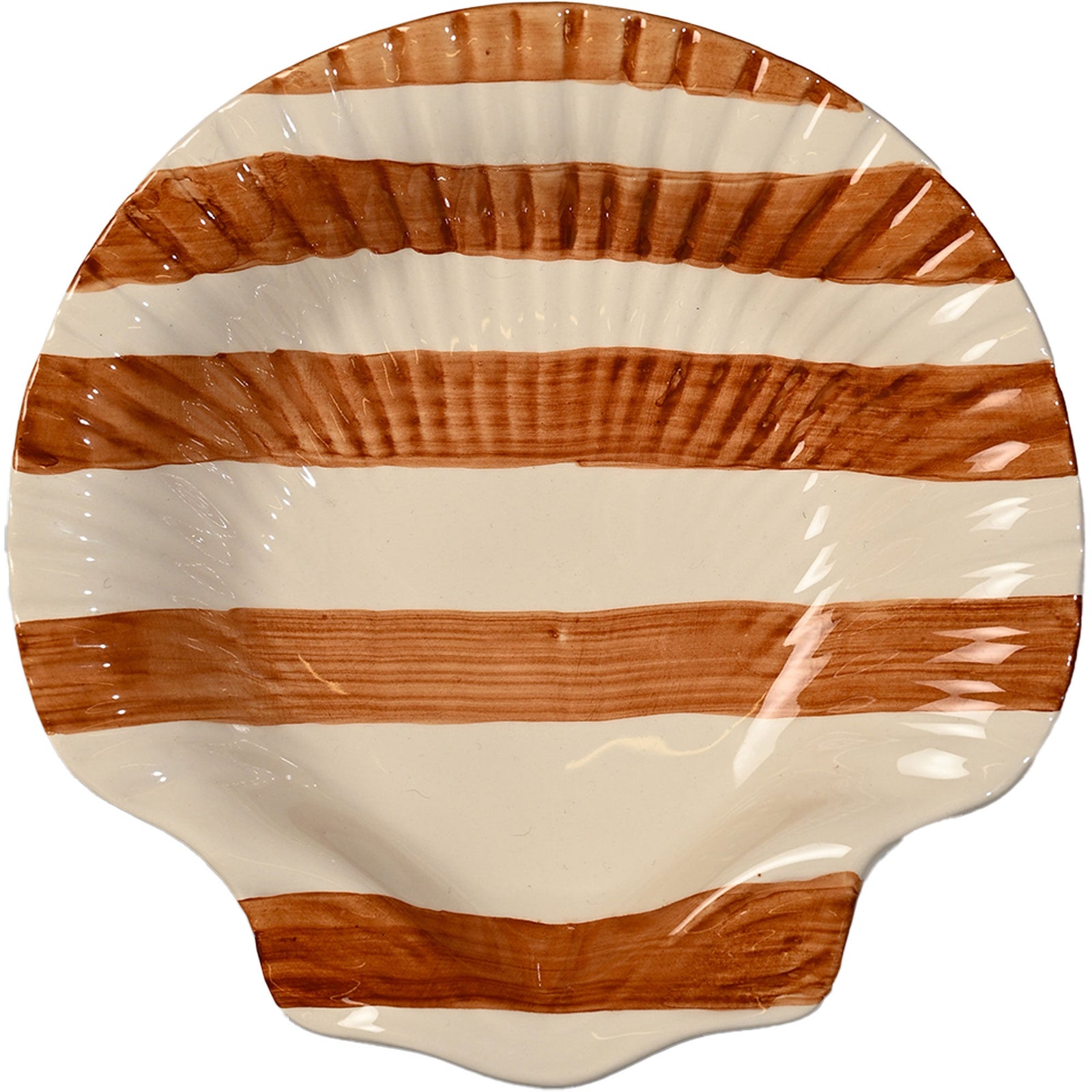 Byon Byon Armona Stripe serveringsfad 23,5 cm, lys brun/hvid ❤ frontbillede (Serveringsfad)