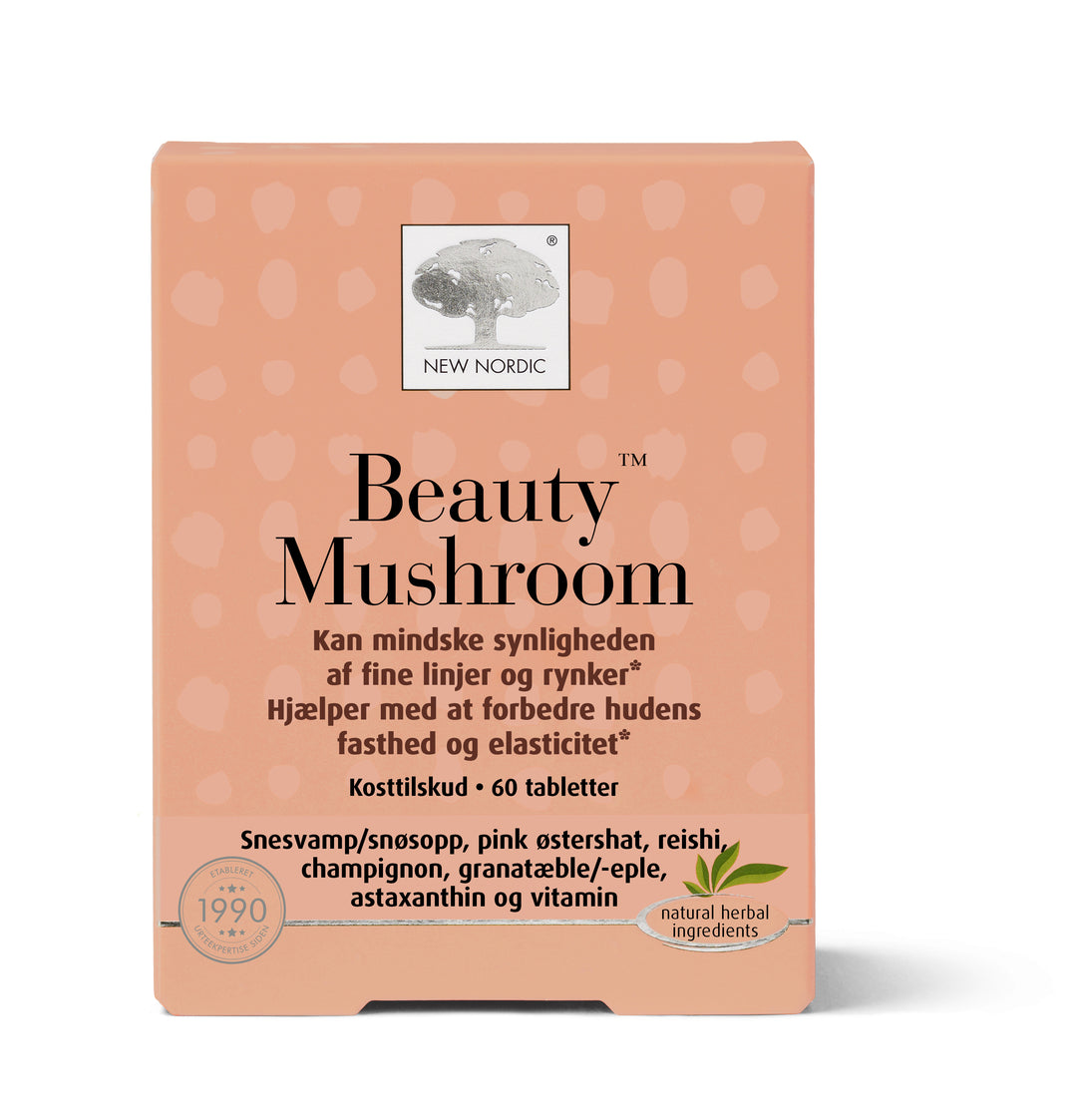 Detaljeret produktbillede af New Nordic Beauty Mushroom 60 tabl. på tilbud