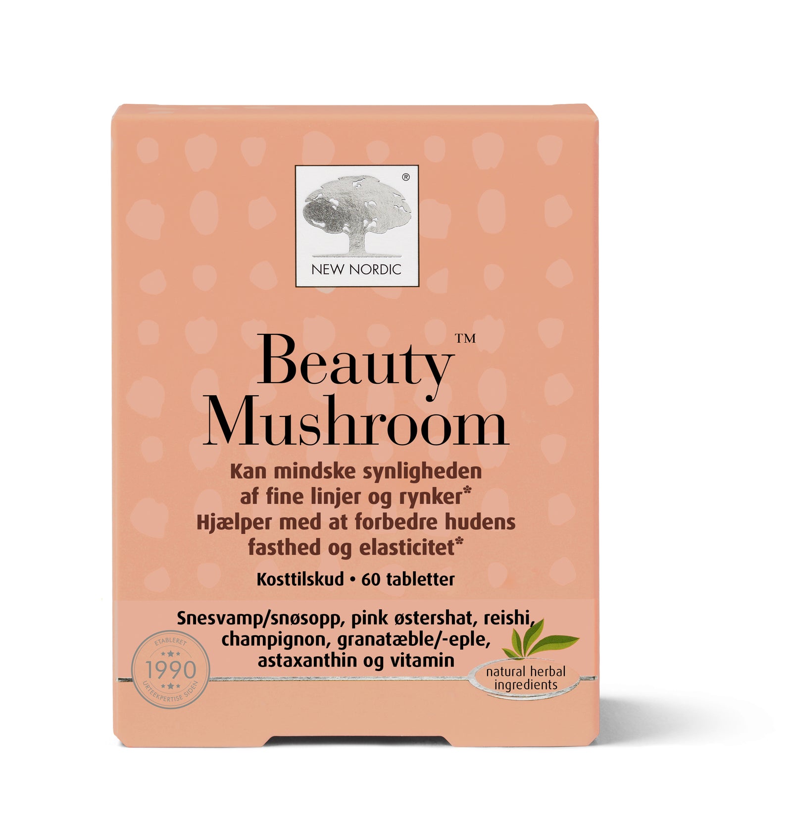 Detaljeret produktbillede af New Nordic Beauty Mushroom 60 tabl. på tilbud