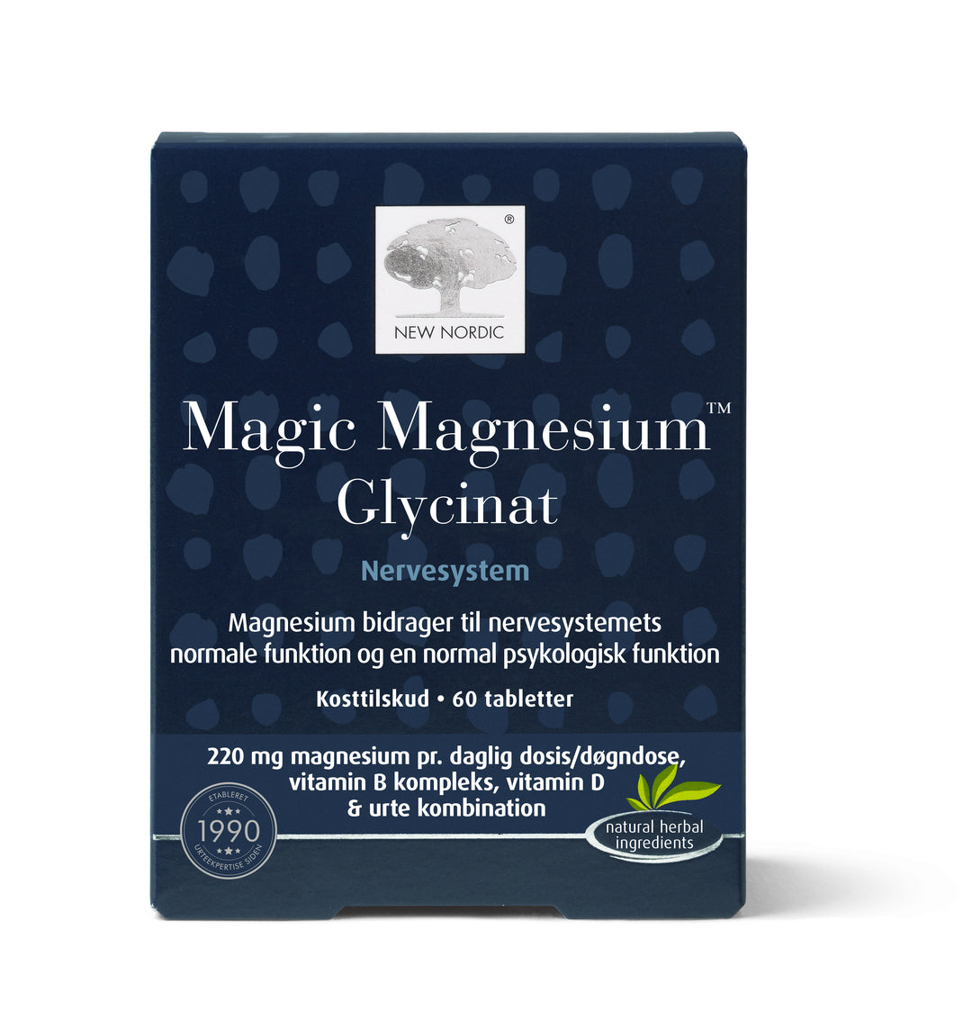 Detaljeret produktbillede af New Nordic Magic Magnesium Glycinat 60 tabl. på tilbud