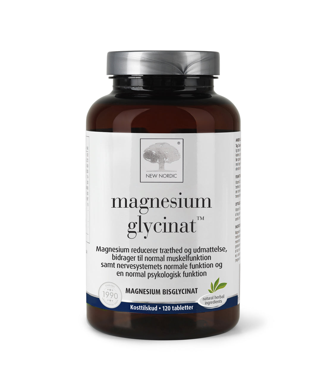 Detaljeret produktbillede af New Nordic Magnesium glycinat 120 tabl. 3 for 447,- på tilbud
