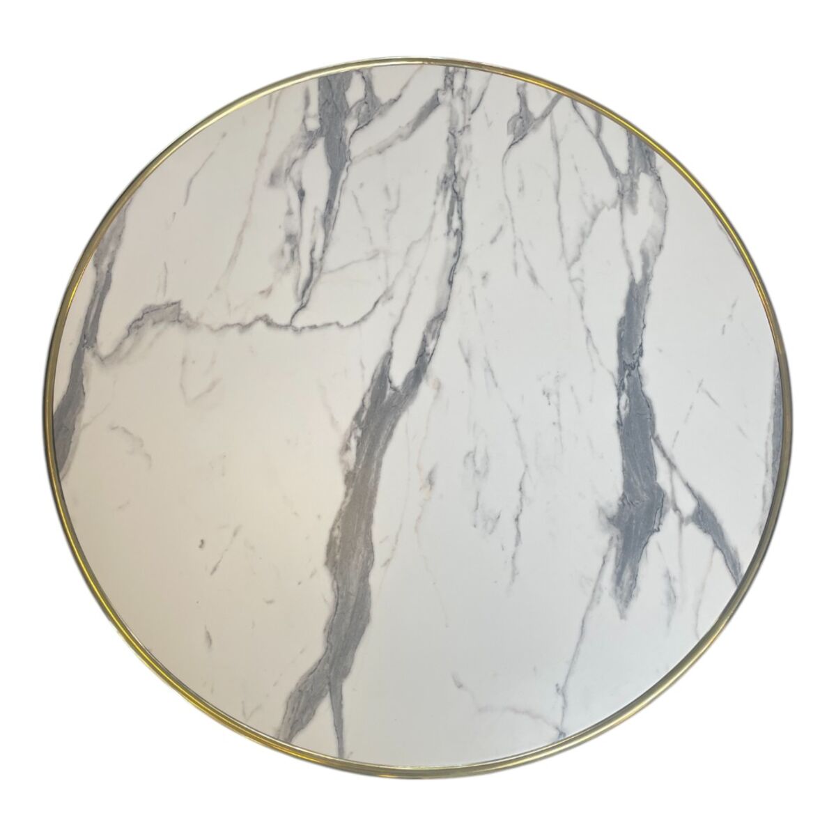 Produktbillede af Carrara marmorlook/messing bordplade rund ø60cm på tilbud
