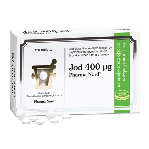 Detaljeret produktbillede af Pharma Nord Jod 400 Î¼g 120 tabl. på tilbud