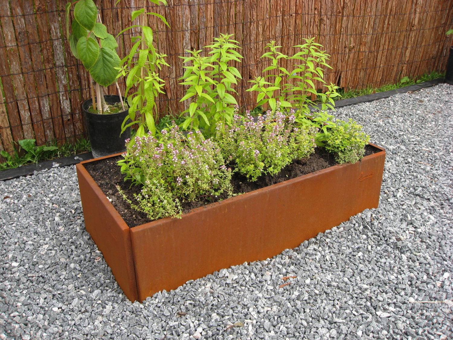 Produktbillede af Aflange højbede 40x80cm 50cm høj stablet Råjern Uden bundplade på tilbud i høj kvalitet