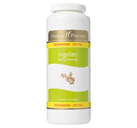 Produktbillede af Fitness Pharma Ingefær m. gurkemeje 250 tab. på tilbud