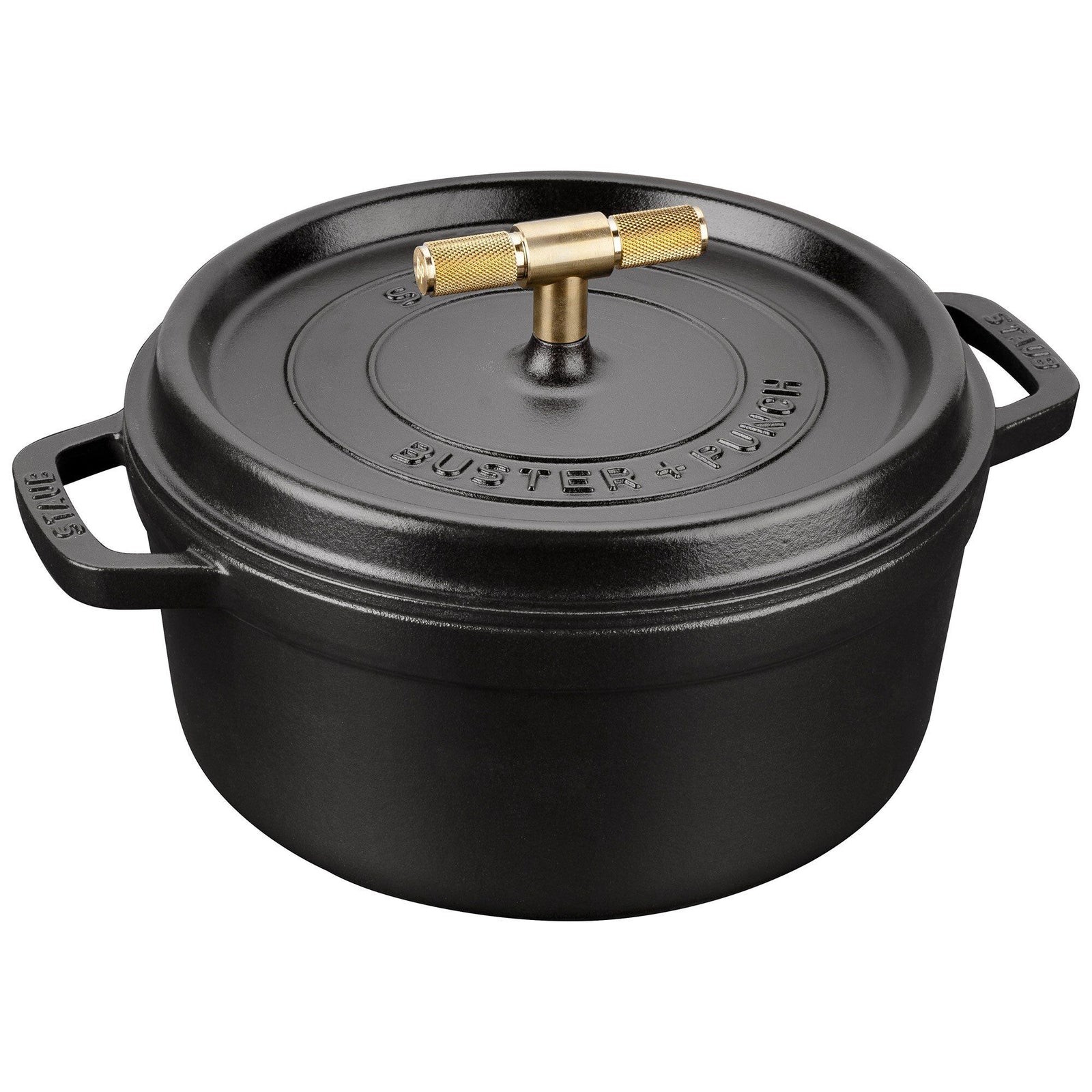 Staub Staub Buster+Punch rund gryde 24 cm, messingknop ❤ frontbillede (Gryder)