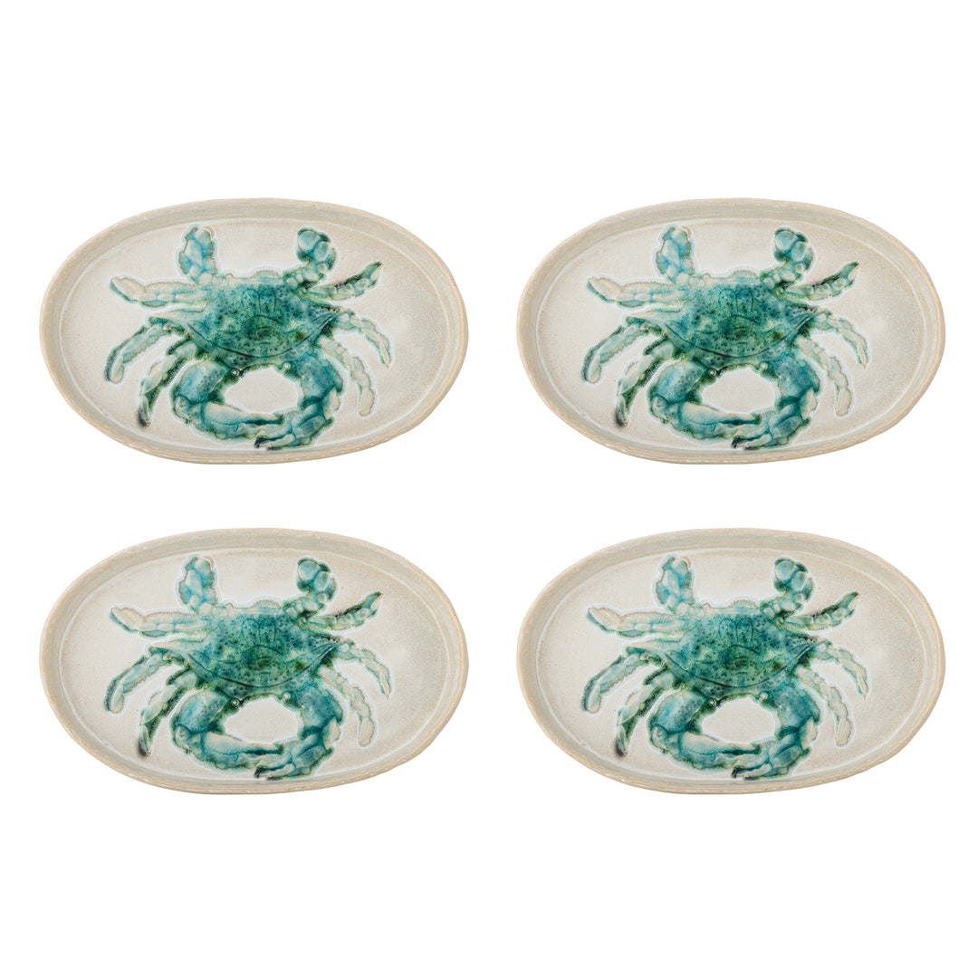 Produktbillede af CREATIVE COLLECTION Hadden tallerken grøn stentøj L29xH2,5xB18 sæt af 4 i premium kvalitet