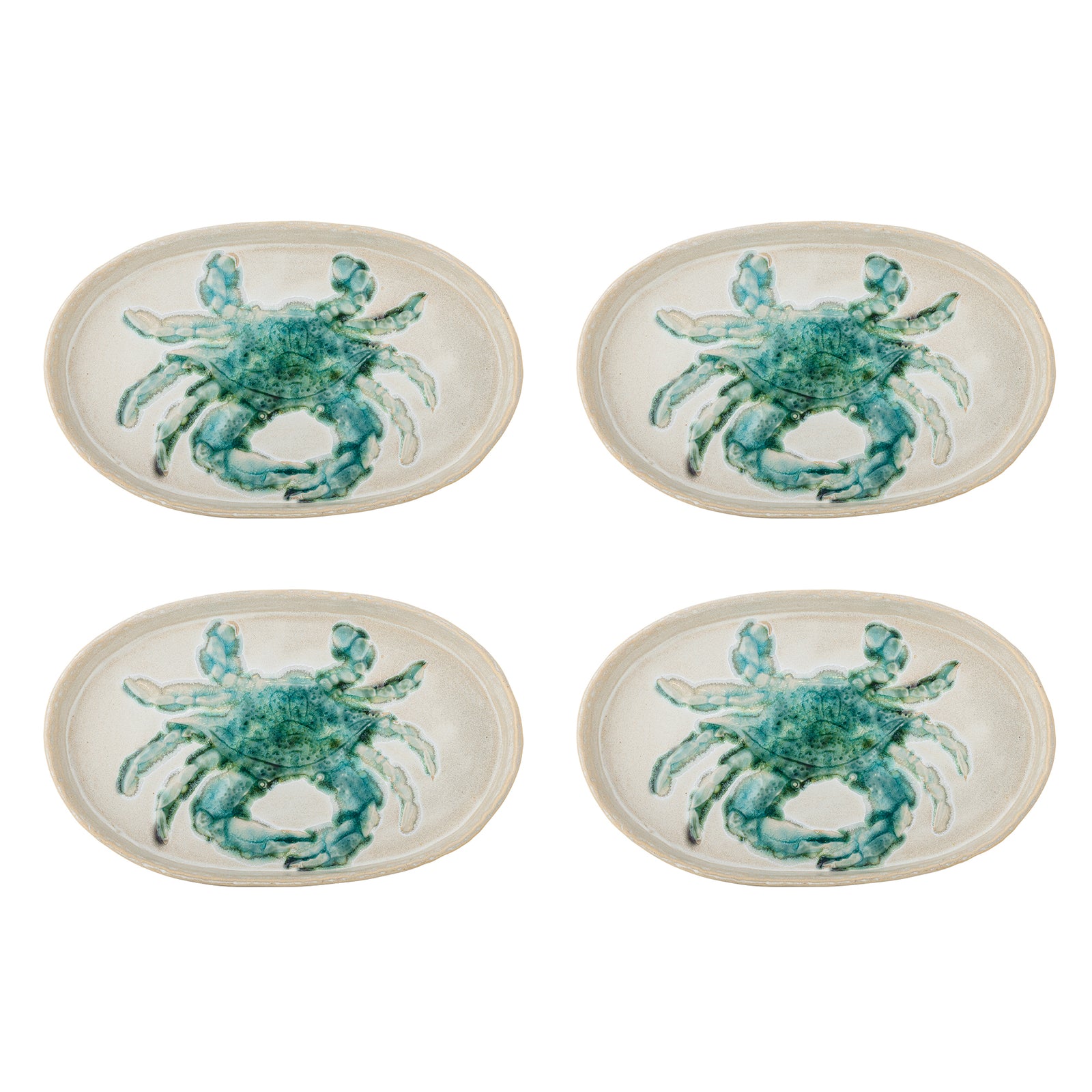 Produktbillede af CREATIVE COLLECTION Hadden tallerken grøn stentøj L29xH2,5xB18 sæt af 4 i premium kvalitet
