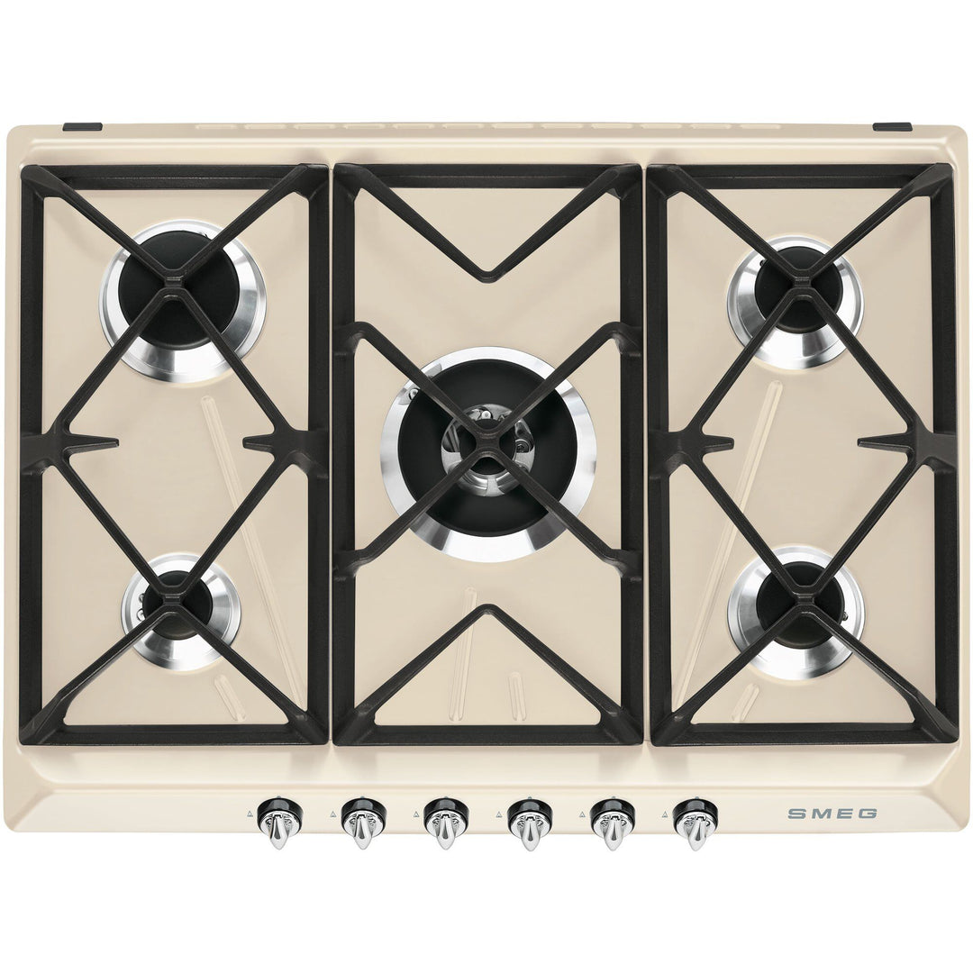 Smeg Smeg 68,5 cm gaskogeplade rustfrit stål victoria design - creme – frontbillede (Gaskogeplade)