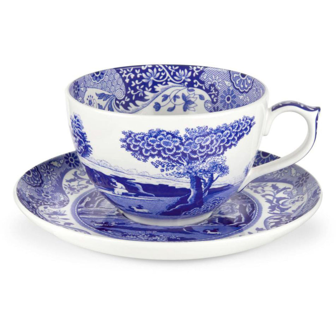 Spode Spode Jumbokop m. underkop 'Blue Italian' ❤ frontbillede (Kopper med fad)