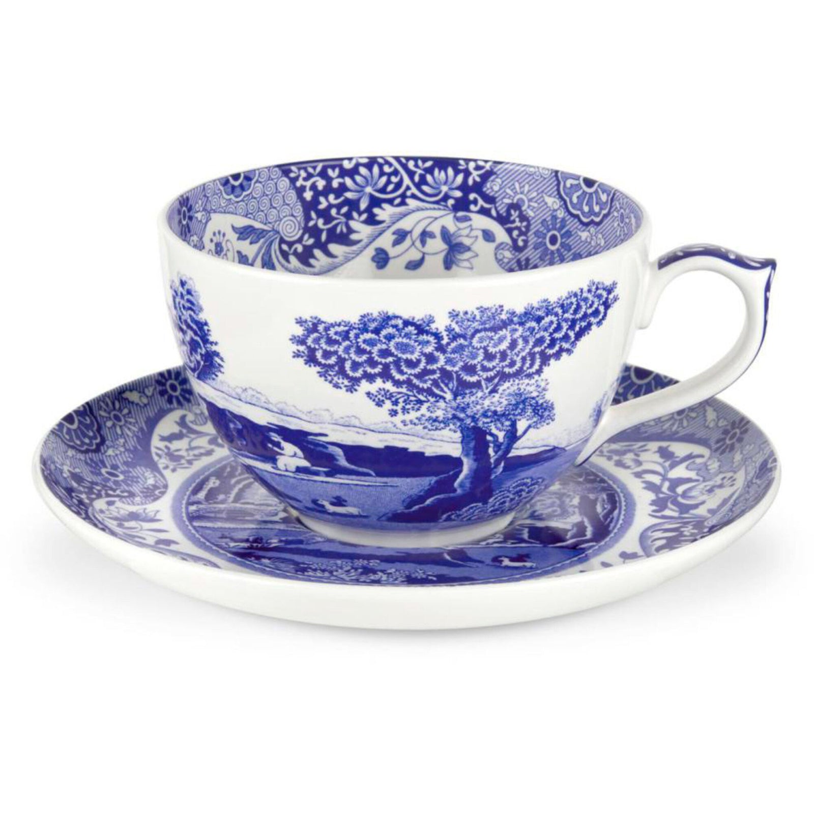 Spode Spode Jumbokop m. underkop 'Blue Italian' ❤ frontbillede (Kopper med fad)