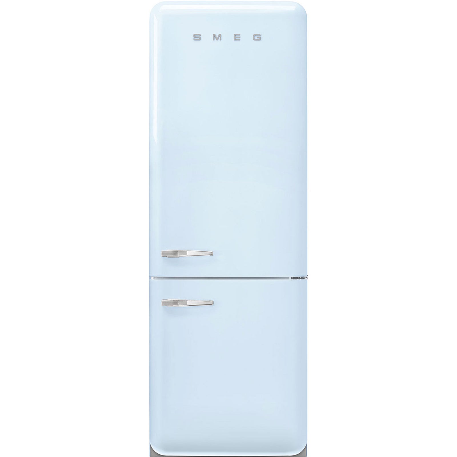 Smeg Smeg FAB38RPB6 højrehængt køle/fryser 70 cm, pastelblå – close-up (Køle- /frysekabe)