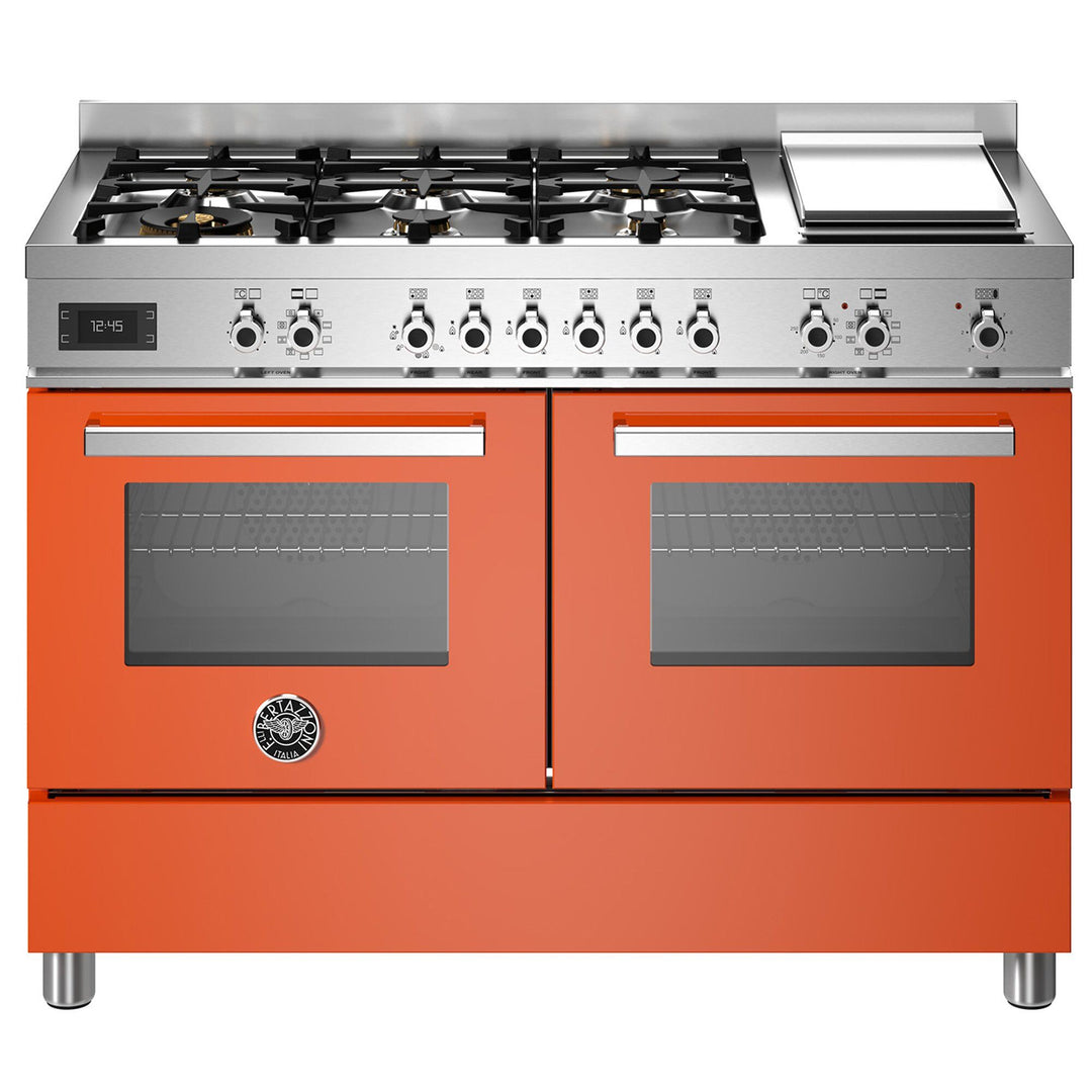 Bertazzoni Bertazzoni PRO126G2EART Professional gaskomfur, 120 cm, orange – close-up (Gasblus)