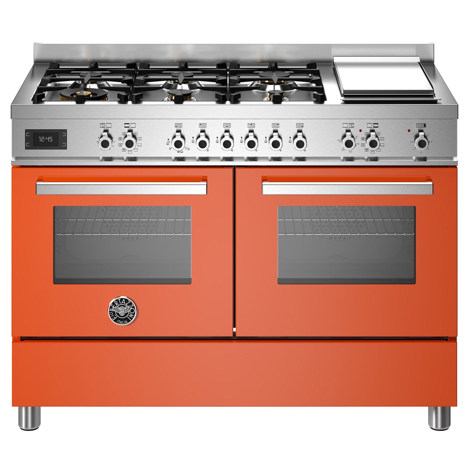 Bertazzoni Bertazzoni PRO126G2EART Professional gaskomfur, 120 cm, orange – close-up (Gasblus)