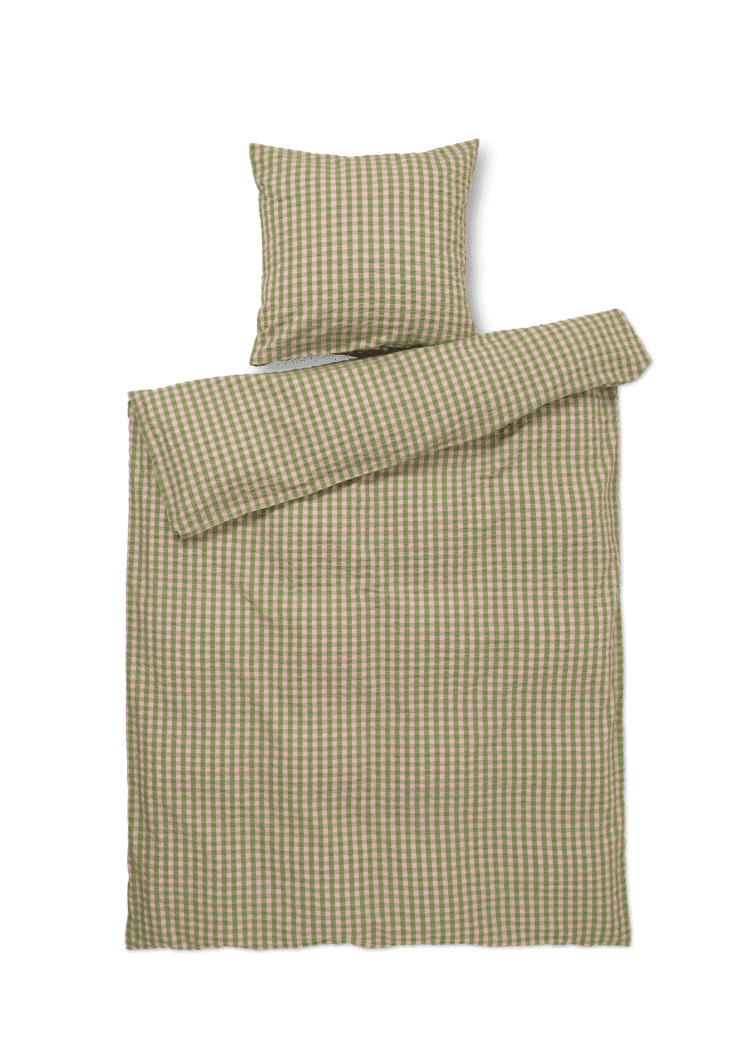 Produktbillede af Juna Bæk & Bølge Sengetøj 140x200 cm grøn/soft pink i premium kvalitet