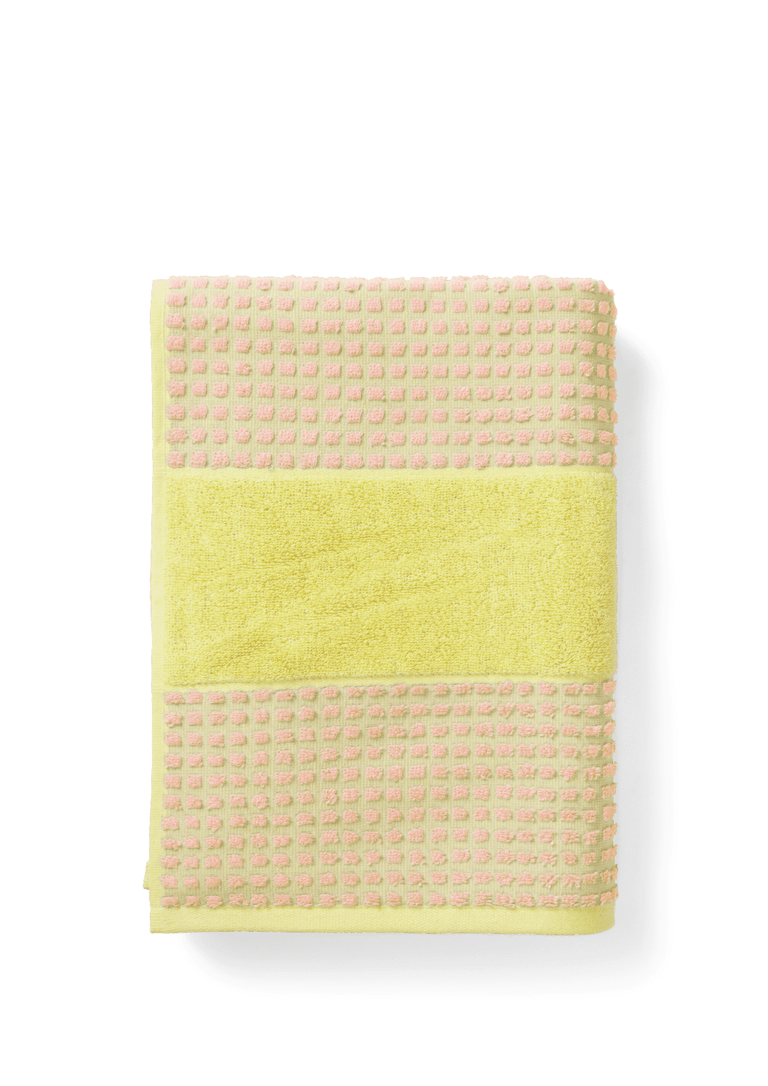 Produktbillede af Juna Check Håndklæde 70x140 cm gul/pink i premium kvalitet