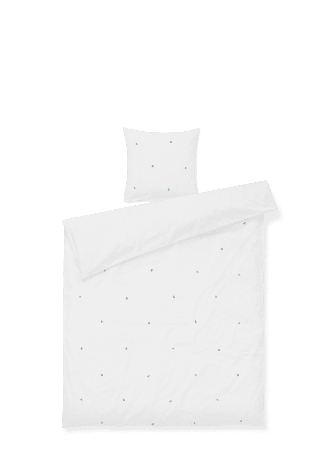 Produktbillede af Juna Daisy Sengetøj 140x220 cm hvid/lys blå i premium kvalitet