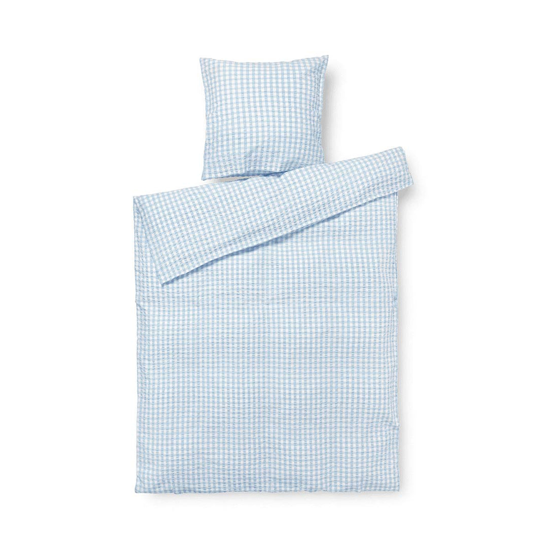 Produktbillede af Juna Bæk&Bølge Sengetøj 140x220 cm lys blå/hvid i premium kvalitet