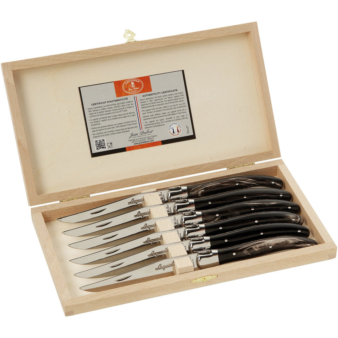 Jean dubost Jean dubost Laguiole steakkniv, horn, 6 stk. – billede i brug (Steakkniv)