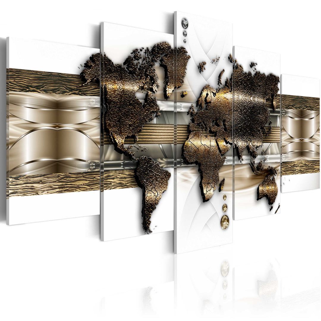 ARTGEIST verdenskort 5-delt Metalic World Flere størrelser 200x100