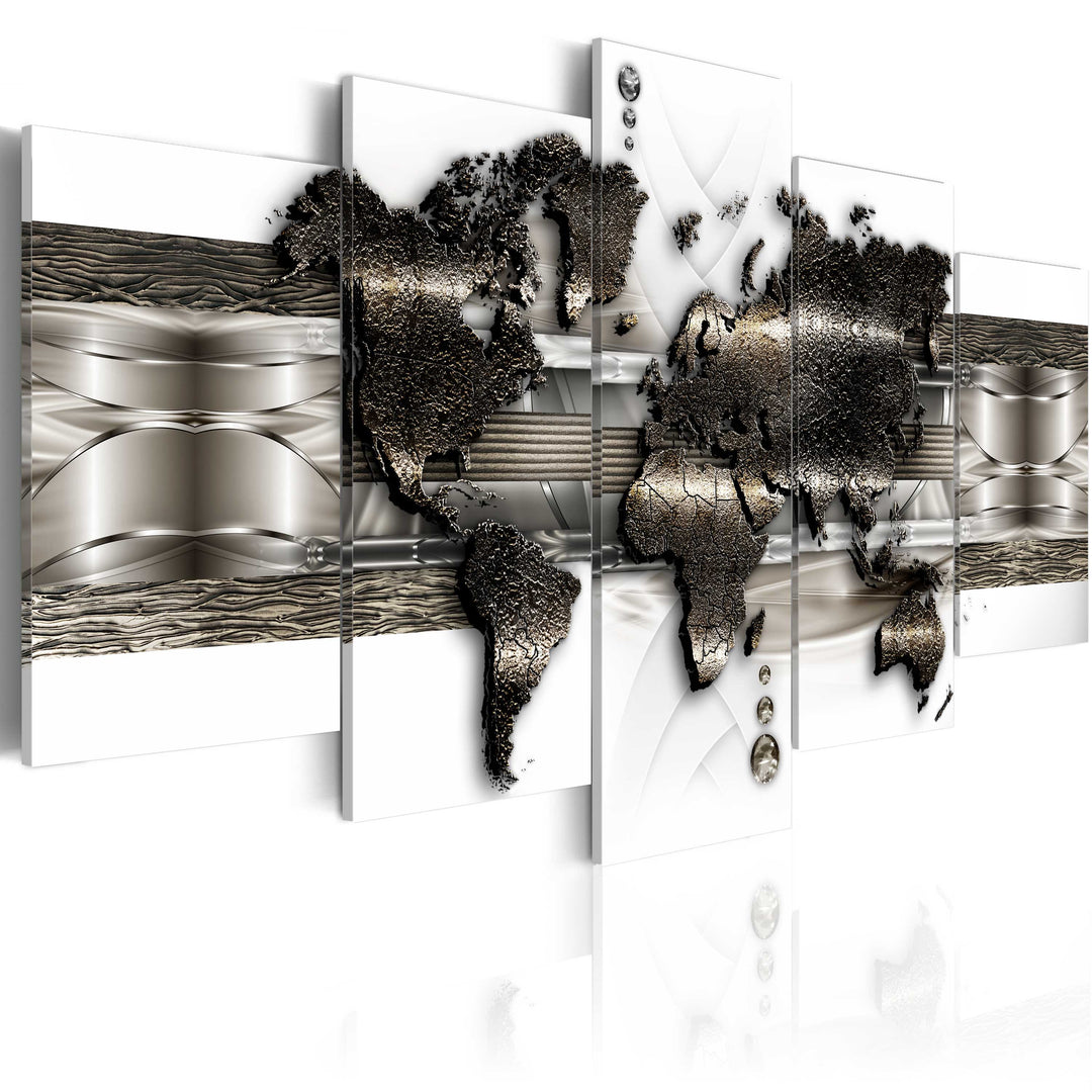 ARTGEIST verdenskort 5-delt Metal World Map II Flere størrelser 100x50