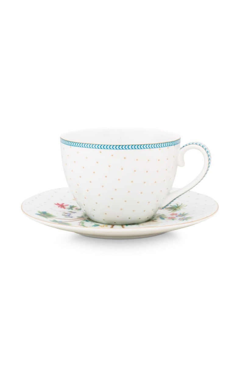 Produktbillede af Cup & Saucer Jolie Dots Gold 280ml på tilbud i høj kvalitet