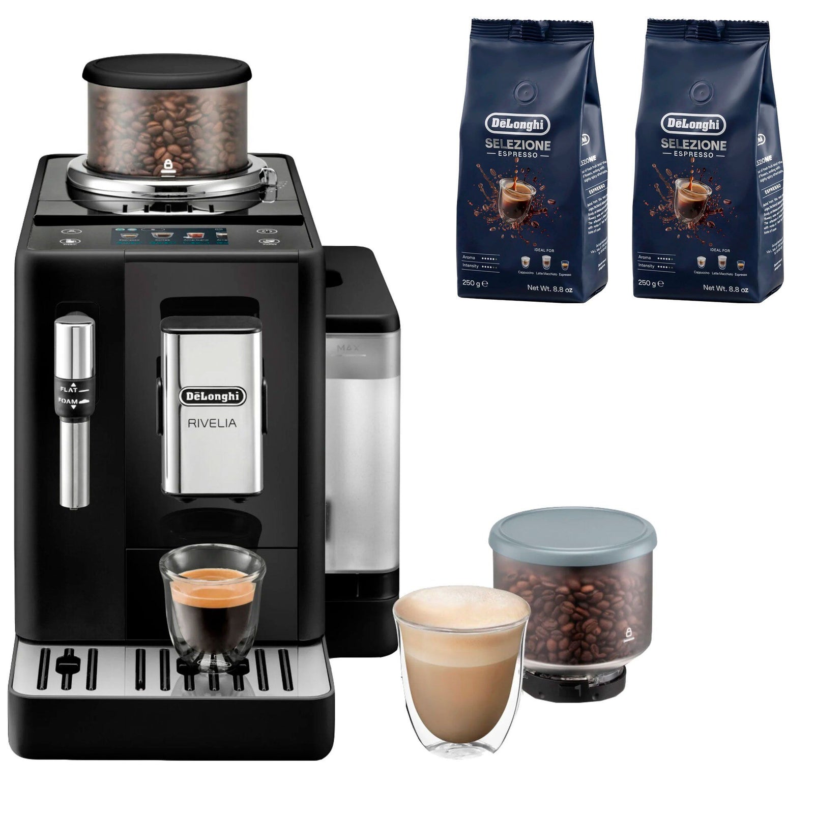 Delonghi Delonghi Rivelia Automatisk kaffemaskine & 2 stk kaffebønner DLSC600 – billede i brug (Espressomaskiner)