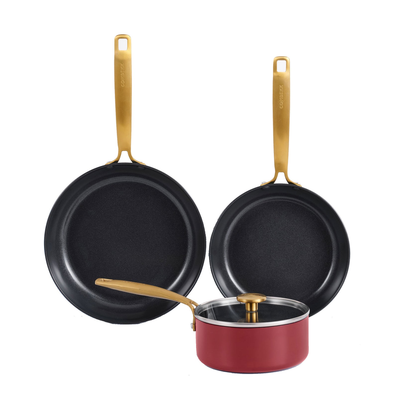 Combekk Combekk Stegepande- og kasserollesæt 4 dele, bordeaux – close-up (Grydesæt & Kasseroller)