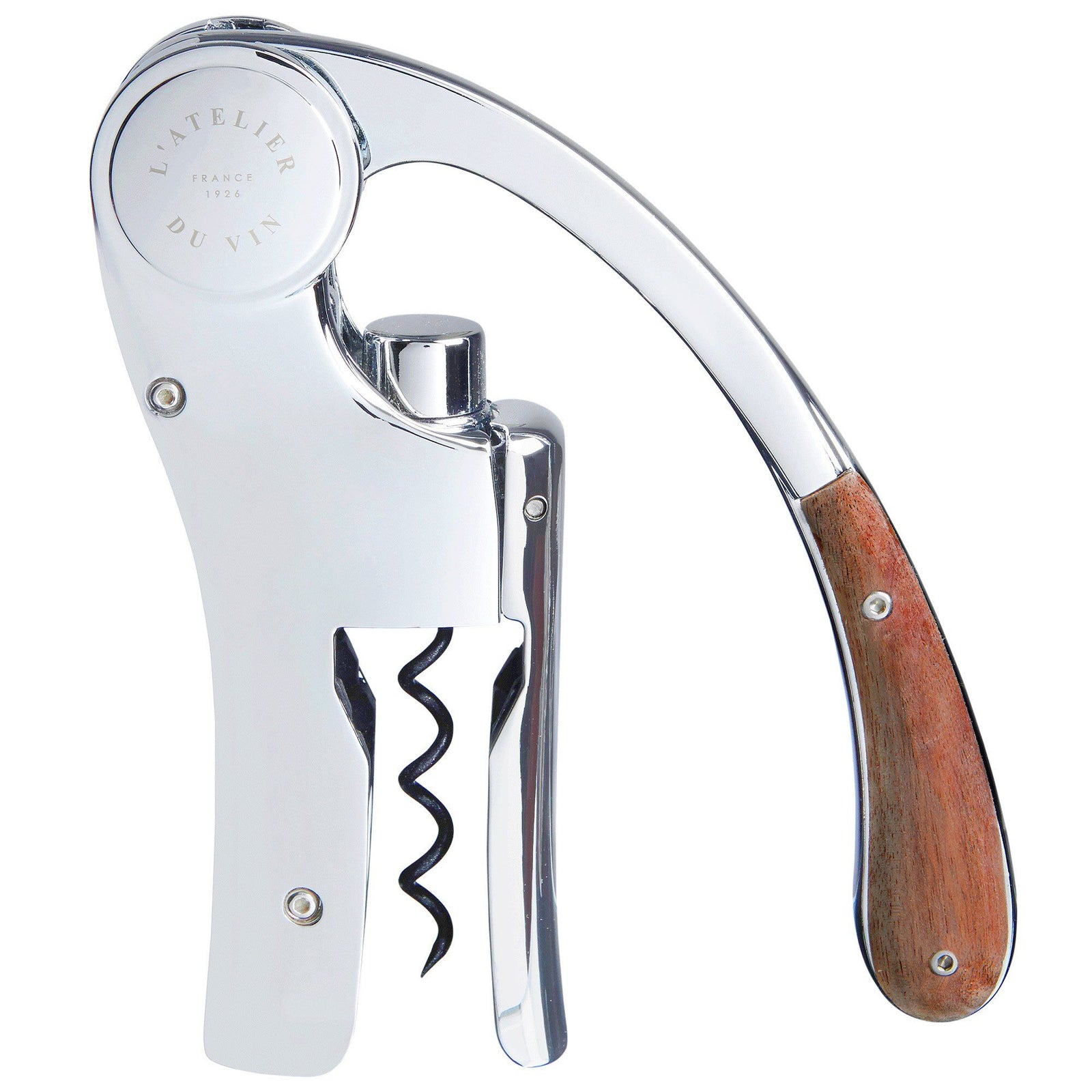 L atelier du vin L atelier du vin Oeno Motion Wood & Chrome proptrækker – frontbillede (Korkskruer)