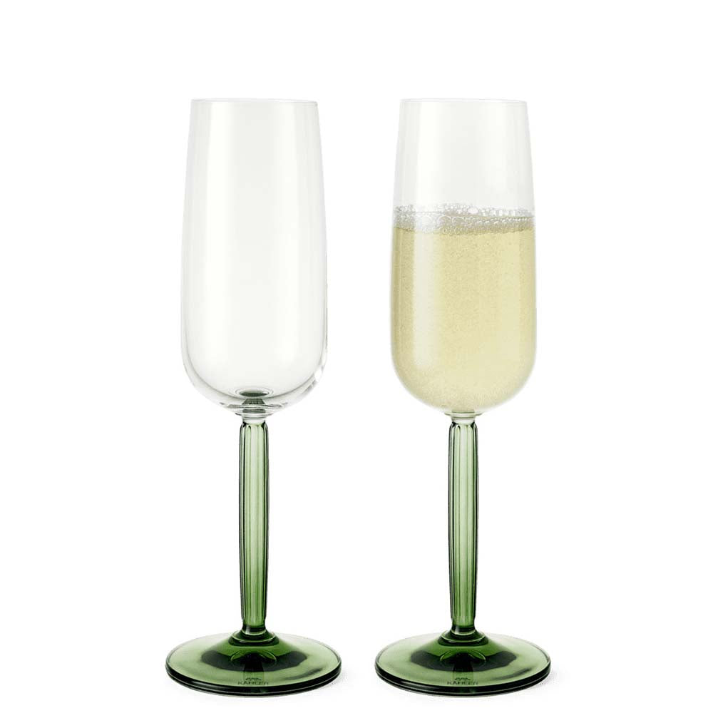 Produktbillede af Kähler Hammershøi Champagneglas 24 cl grøn 2 stk i premium kvalitet