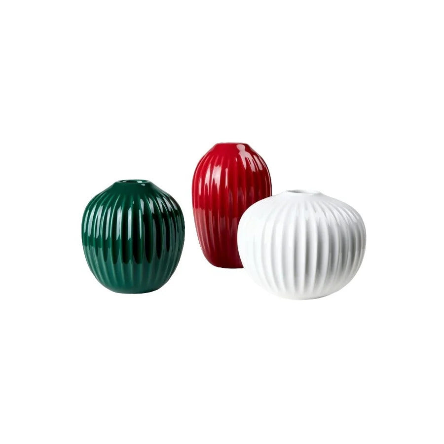 Produktbillede af Kähler Hammershøi Vase miniature 3 stk. rød/grøn/hvid i premium kvalitet