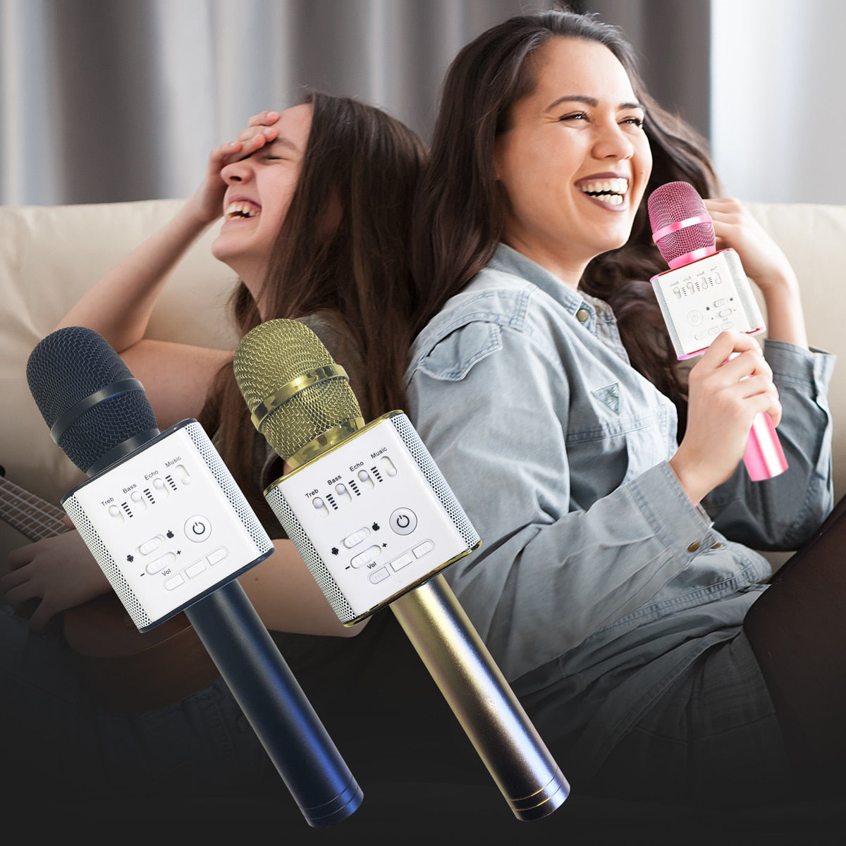 Produktbillede af Karaoke Mikrofon Bluetooth med Højttaler Lyserød på tilbud