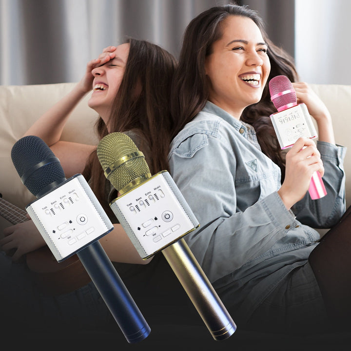 Produktbillede af Karaoke Mikrofon Bluetooth med Højttaler Lyserød på tilbud