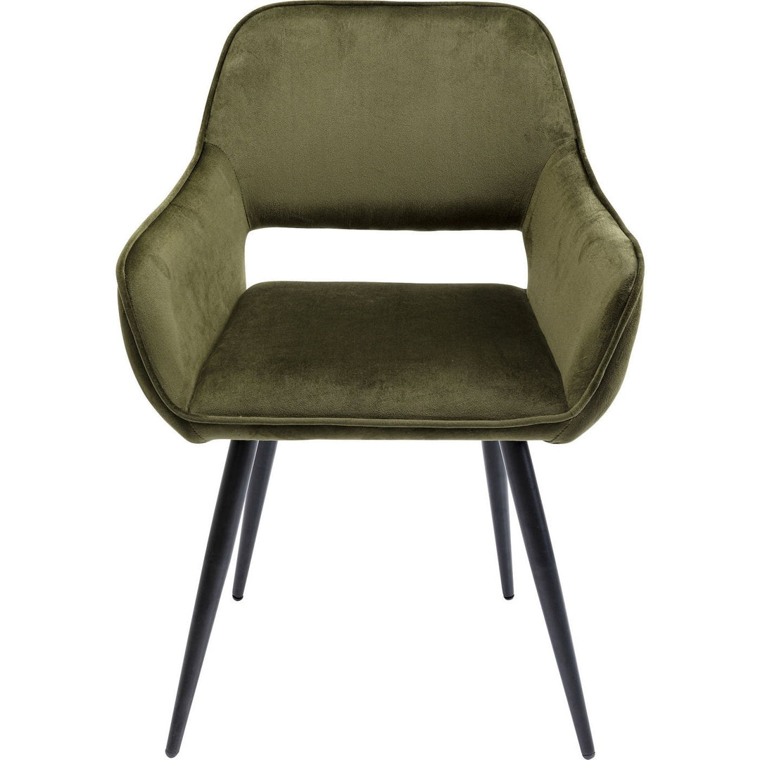 KARE DESIGN San Francisco spisebordsstol mørkegrøn polyester og stål m. armlæn