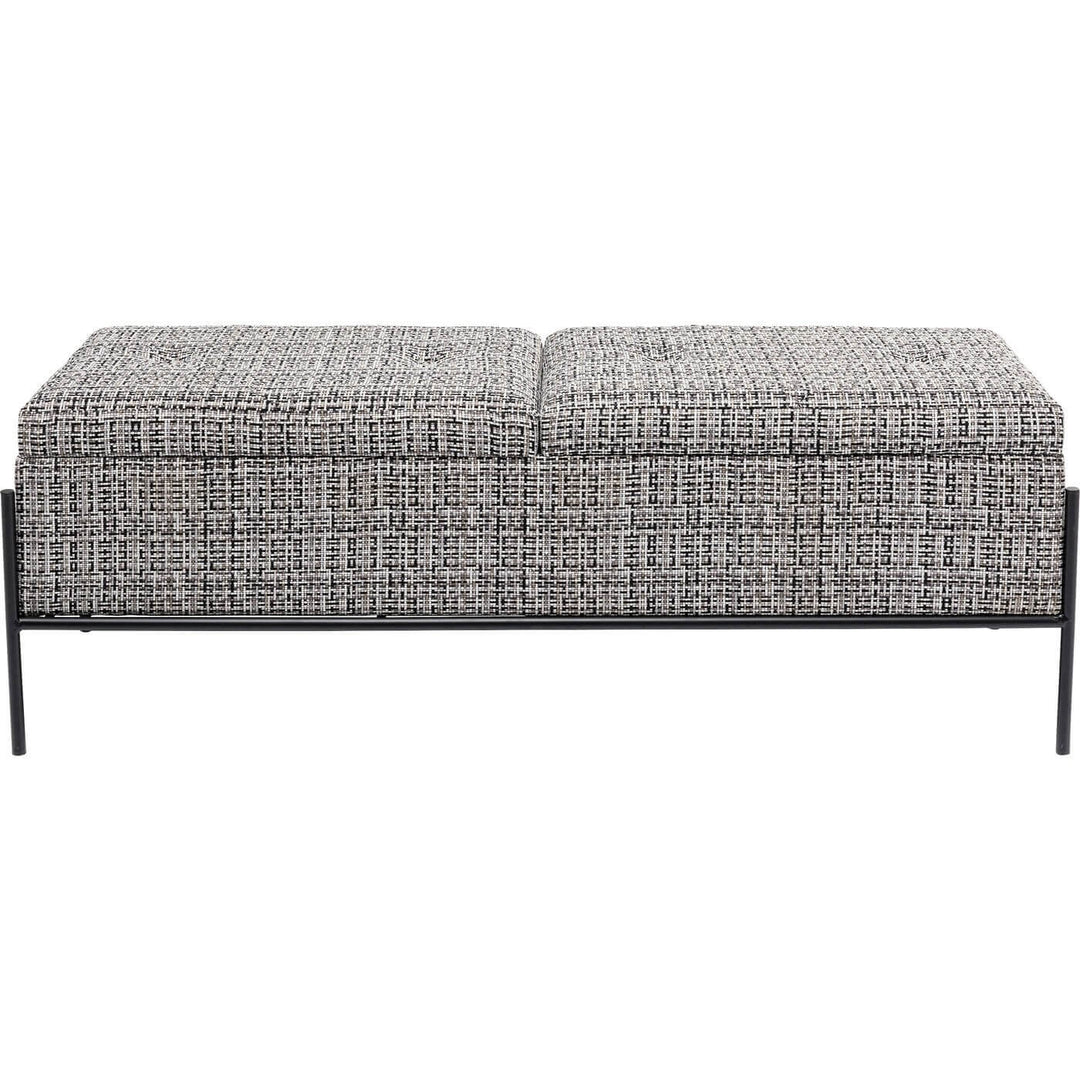 KARE DESIGN Buttons bænk m. opbevaring sort/hvid stof og sort stål 120x40
