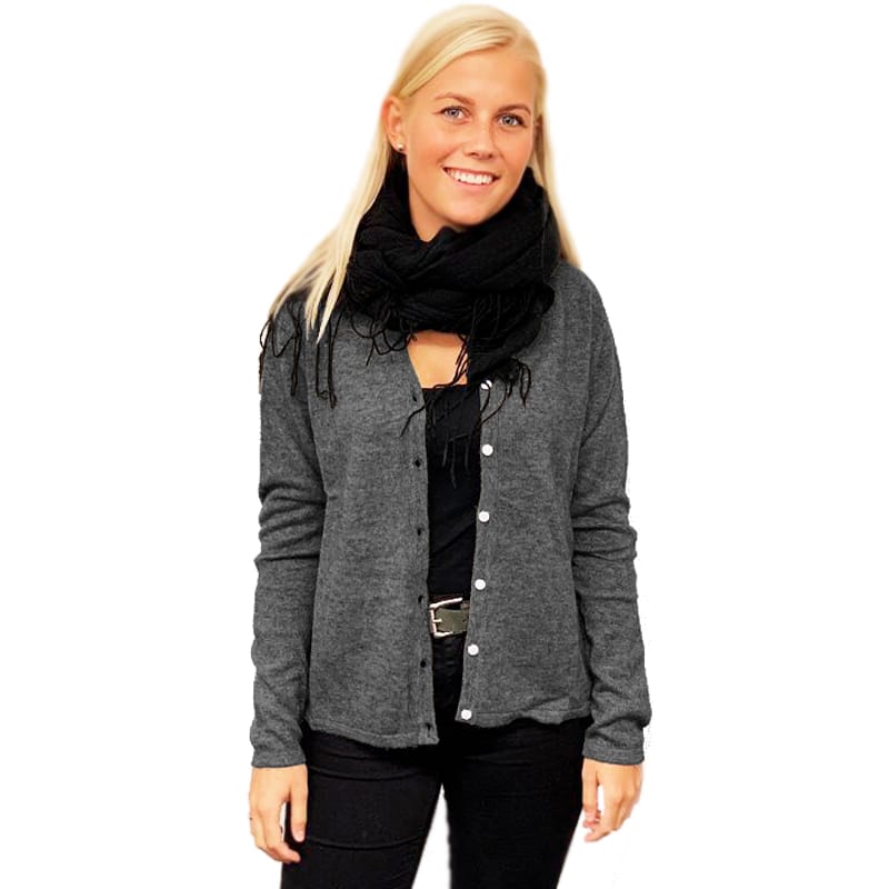 Produktbillede af Køb Uldtrøje i lækker Pashmina uld mørkegrå (100% cashmere) Small på tilbud