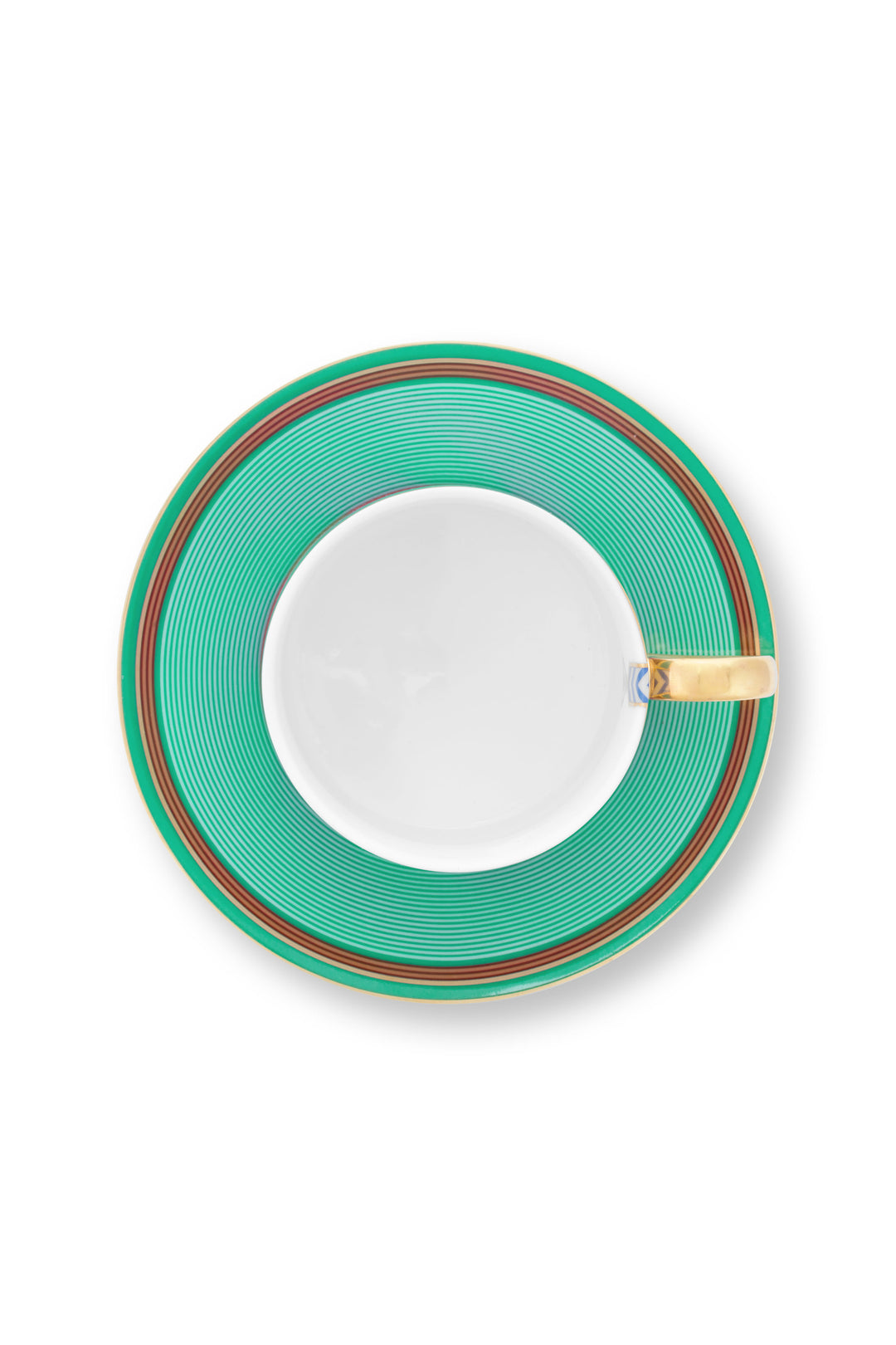 Produktbillede af Cup & Saucer Chique Stripes Pink-Green 220ml på tilbud i høj kvalitet