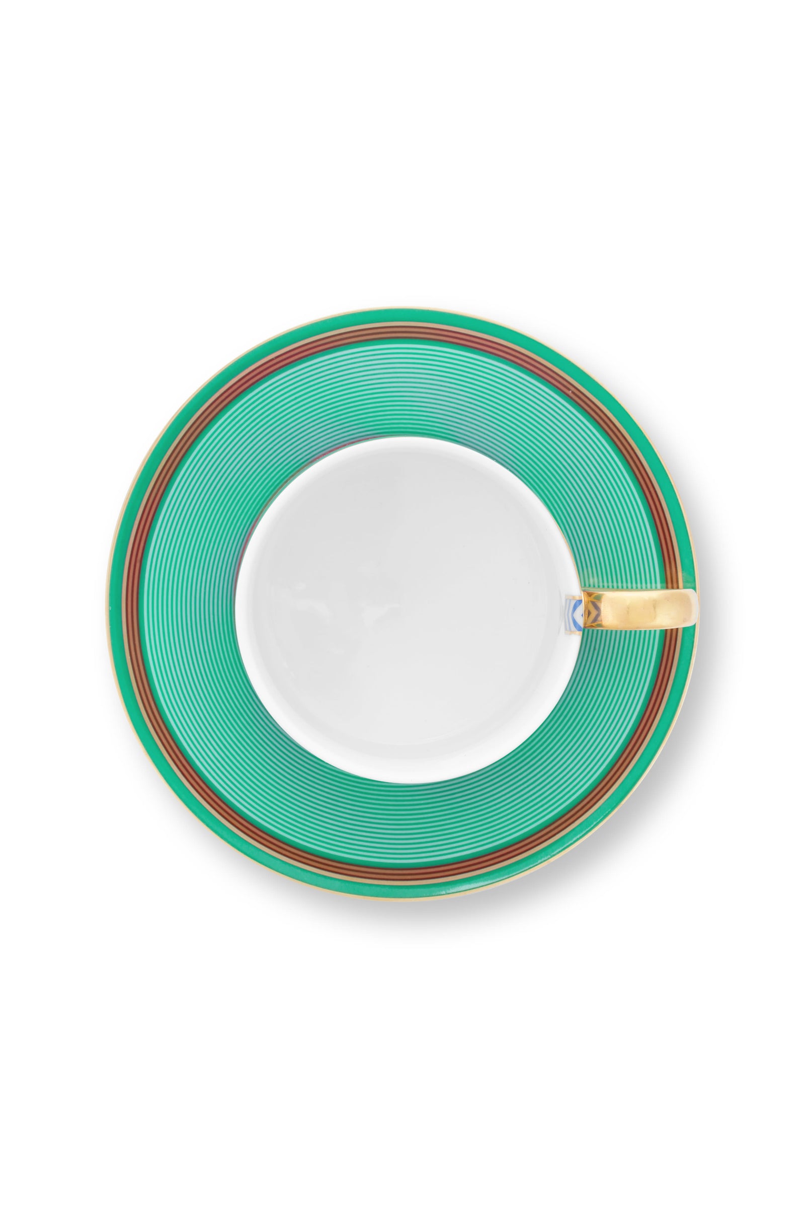 Produktbillede af Cup & Saucer Chique Stripes Pink-Green 220ml på tilbud i høj kvalitet
