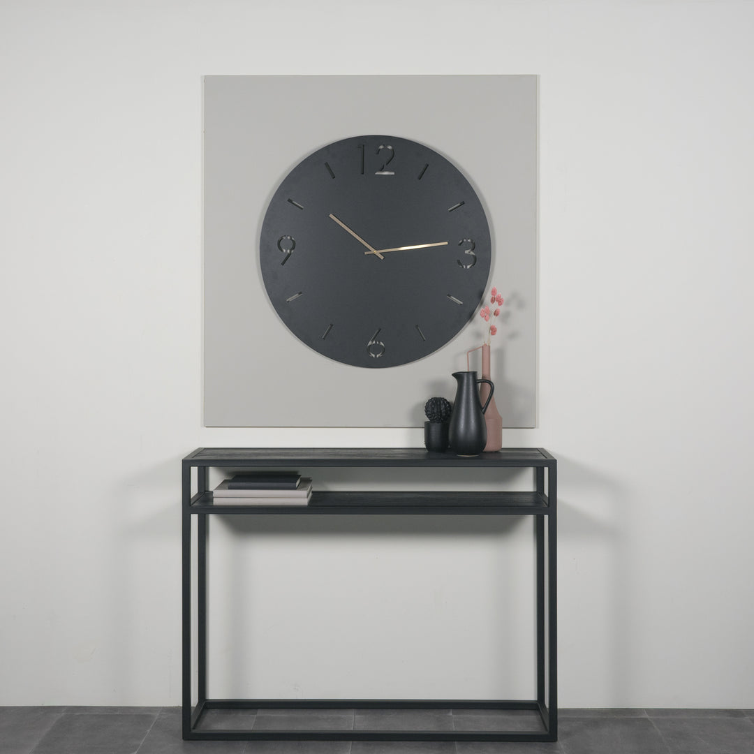 Produktbillede af Fuga Vægur i sort stål diameter 60 cm. på tilbud i høj kvalitet