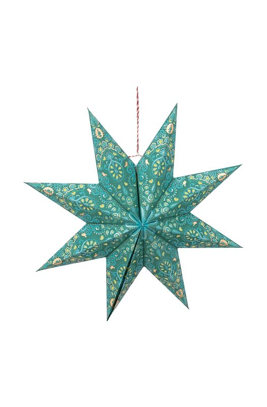 Produktbillede af Christmas Star Paper Overall Print Green 60cm på tilbud i høj kvalitet