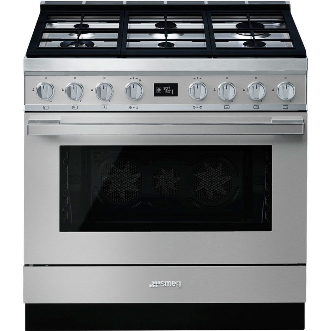Smeg Smeg CPF9GPX Portofino gaskomfur, rustfrit stål – close-up (Gasblus)