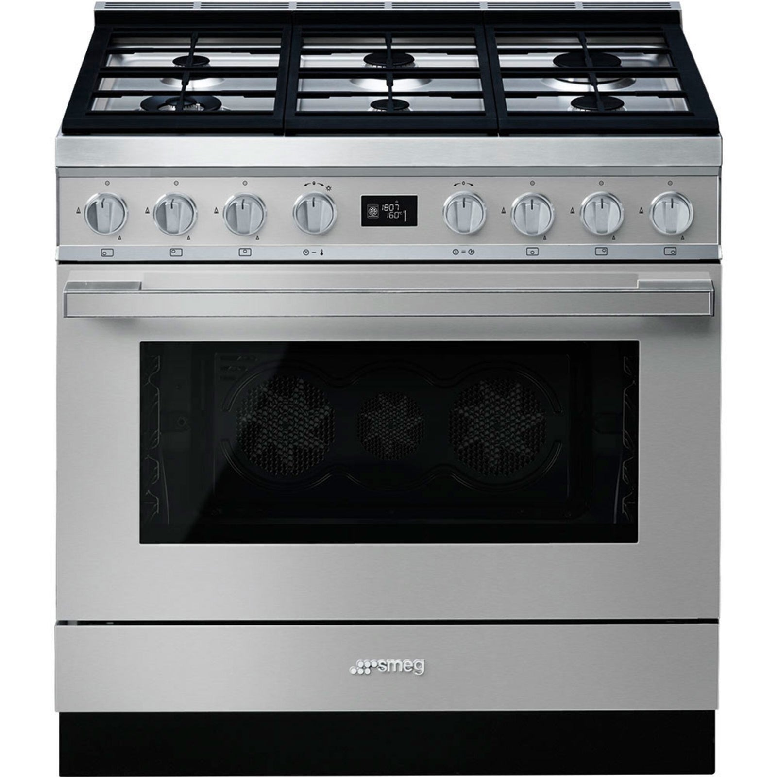 Smeg Smeg CPF9GPX Portofino gaskomfur, rustfrit stål – close-up (Gasblus)