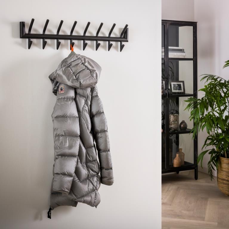 Produktbillede af Tubs Knagerække i mat grå stål otte knager med bredde 78 cm på tilbud i høj kvalitet