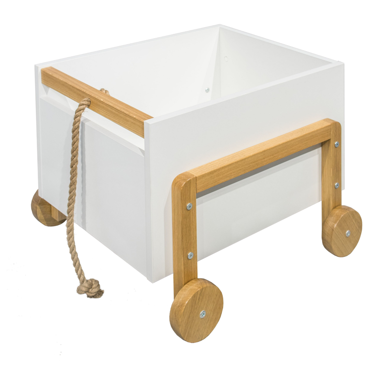 Victor opbevaringskasse m. hjul hvid laminat og natur eg