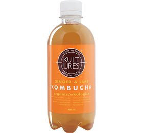 Detaljeret produktbillede af Kombucha Ginger & Lime Ø 400 ml. på tilbud