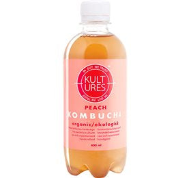 Detaljeret produktbillede af Kombucha Peach Ø 400 ml. på tilbud