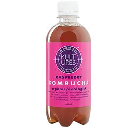 Detaljeret produktbillede af Kombucha Raspberry Ø 400 ml. på tilbud