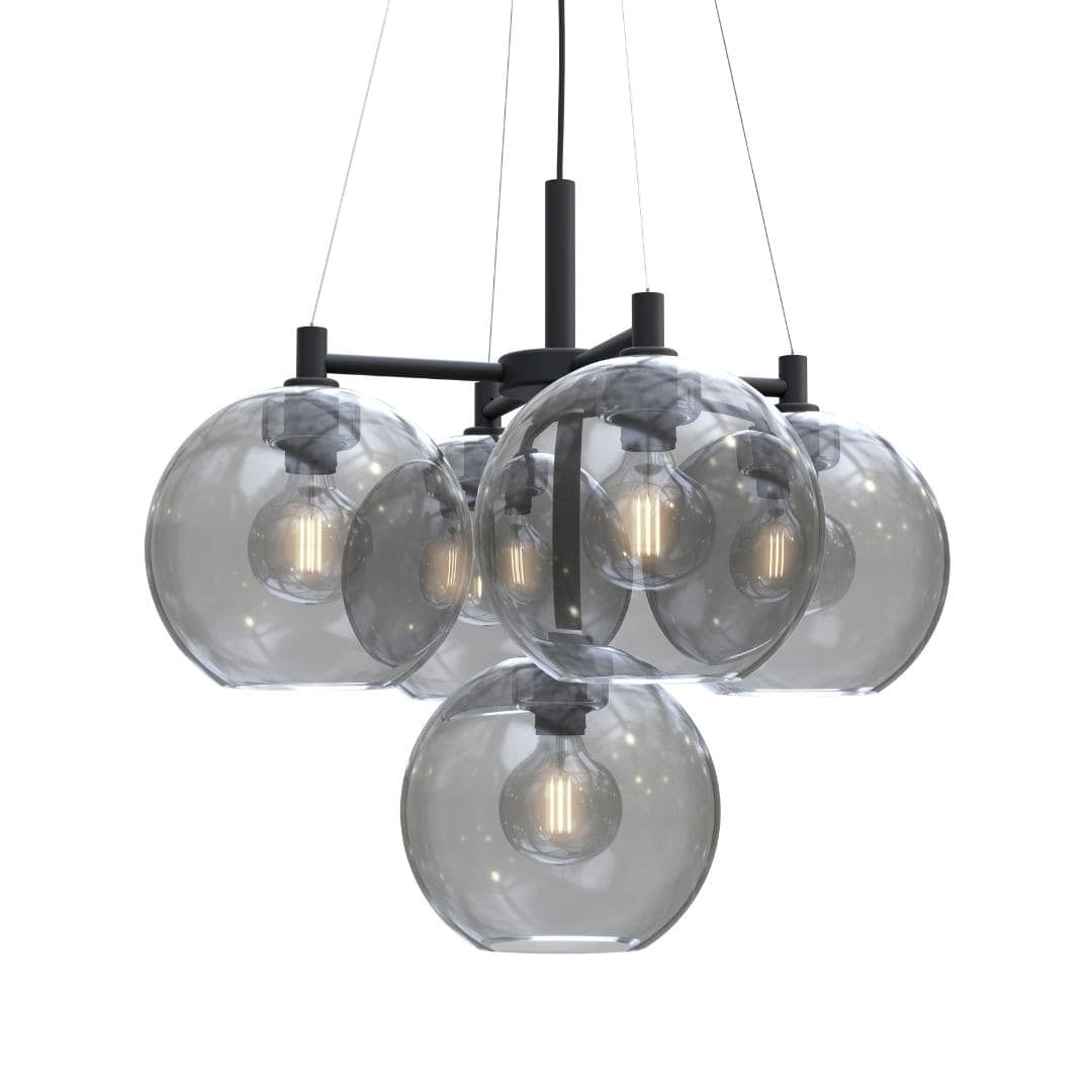 Produktbillede af Krona Gloria Ø67 Lysekrone Sort/Smoke Belid i premium kvalitet