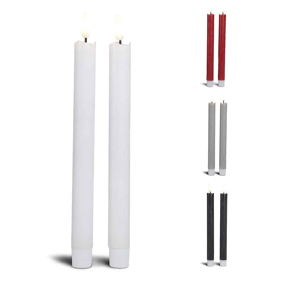 Produktbillede af Køb LED kronelys stearin 2 stk. 22,2 cm m/3D flamme (flere farver) Rød på tilbud