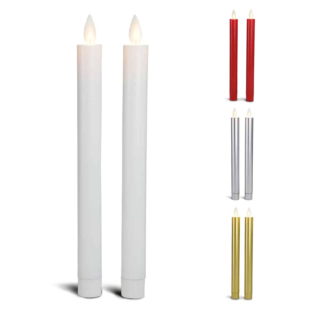 Produktbillede af Køb LED kronelys plastik 2 stk. 22,2 cm m/3D flamme (flere farver) Sølv på tilbud